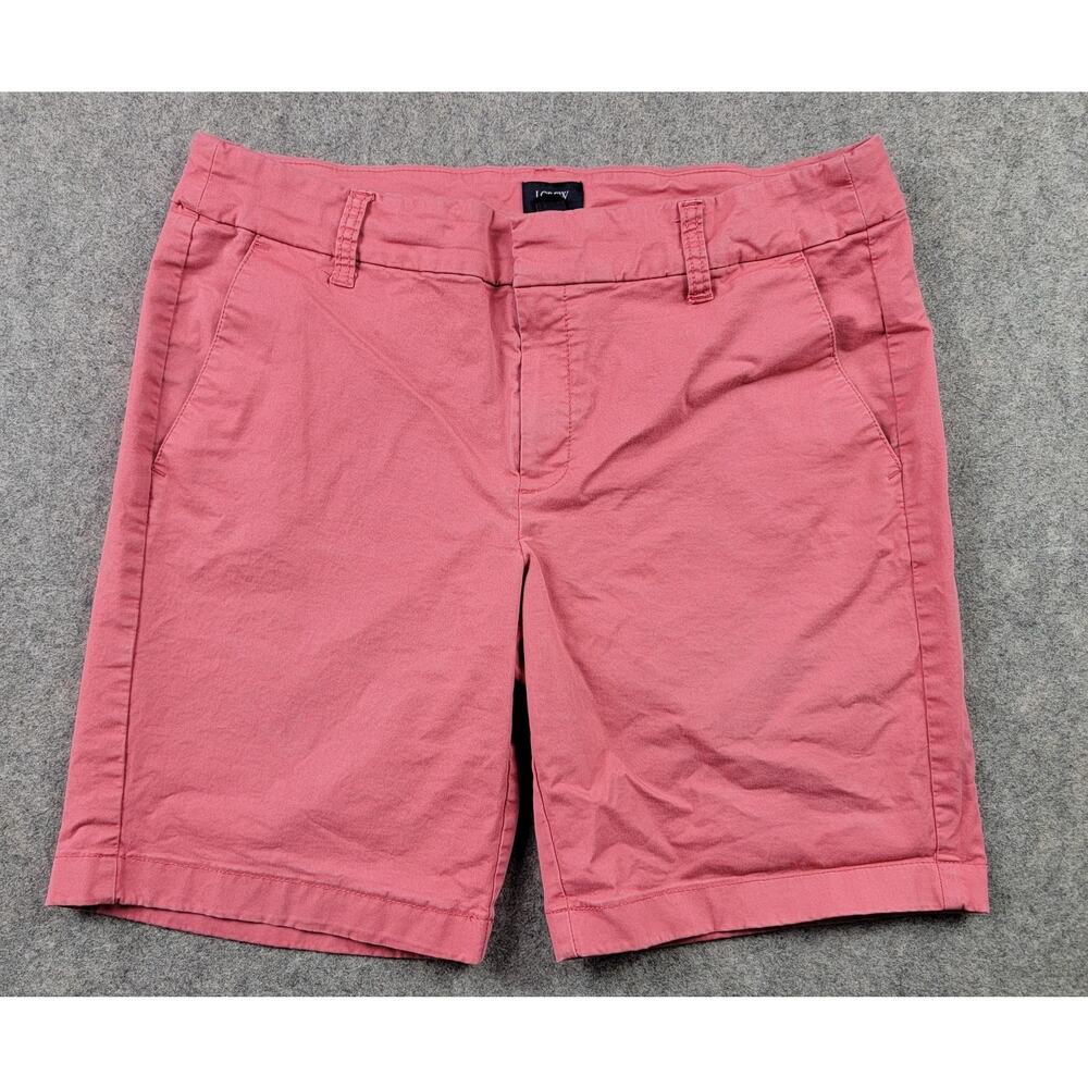 J Crew Shorts Womens 8 Pink Chino Stretch Cotton Bermuda Zip Fly Casual AL569